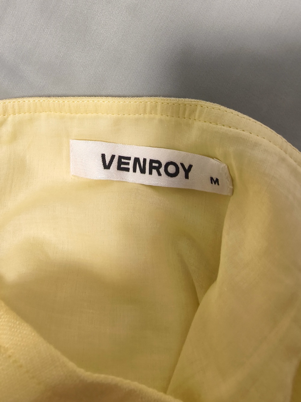 Venroy Scoop Neck Linen Halter Mini Dress - Pastel Yellow - Picture 6 of 7